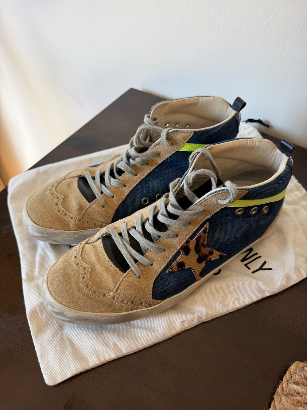 Mid Star Golden Goose Suede & Denim High-Top